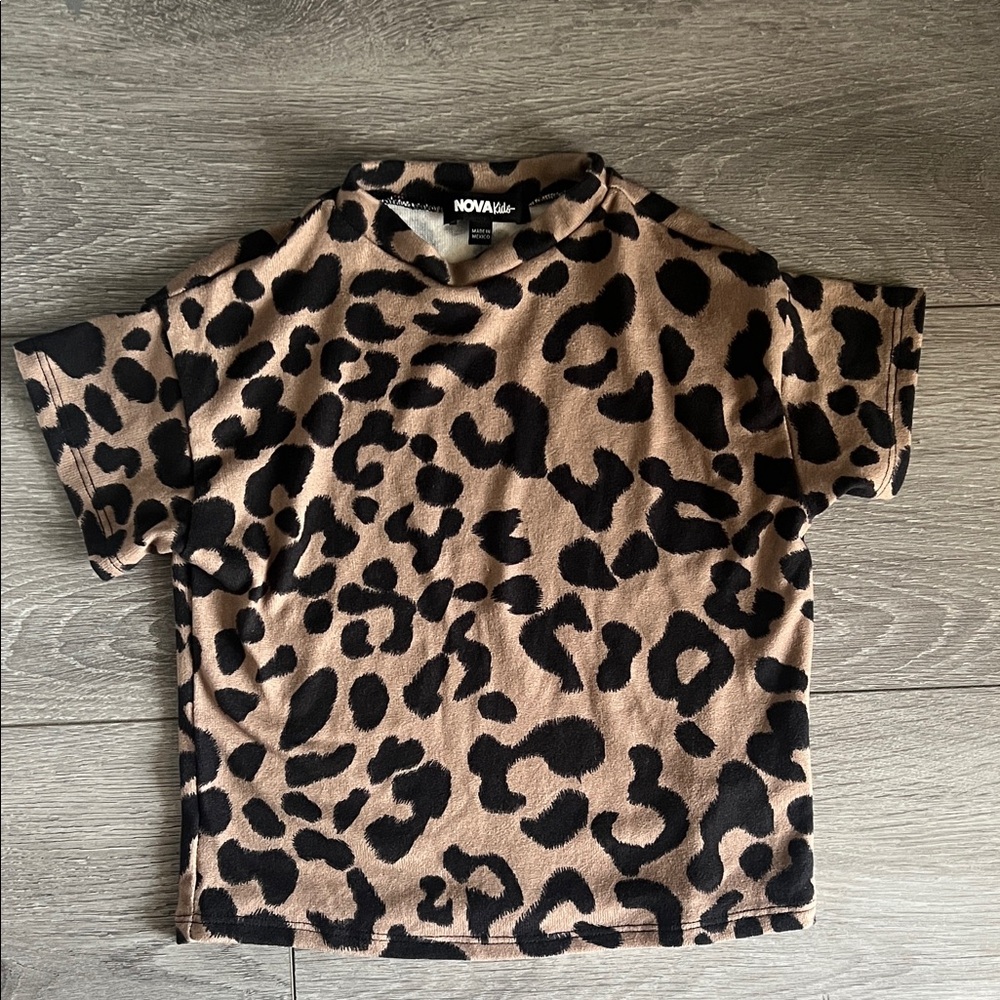 Fashion Nova Kids Black and Brown Animal Print Tee